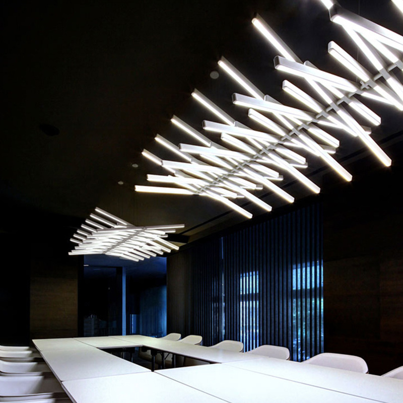 Interior Design Meeting Room - Fishbone Chandelier Nordic LED rectangular lighting