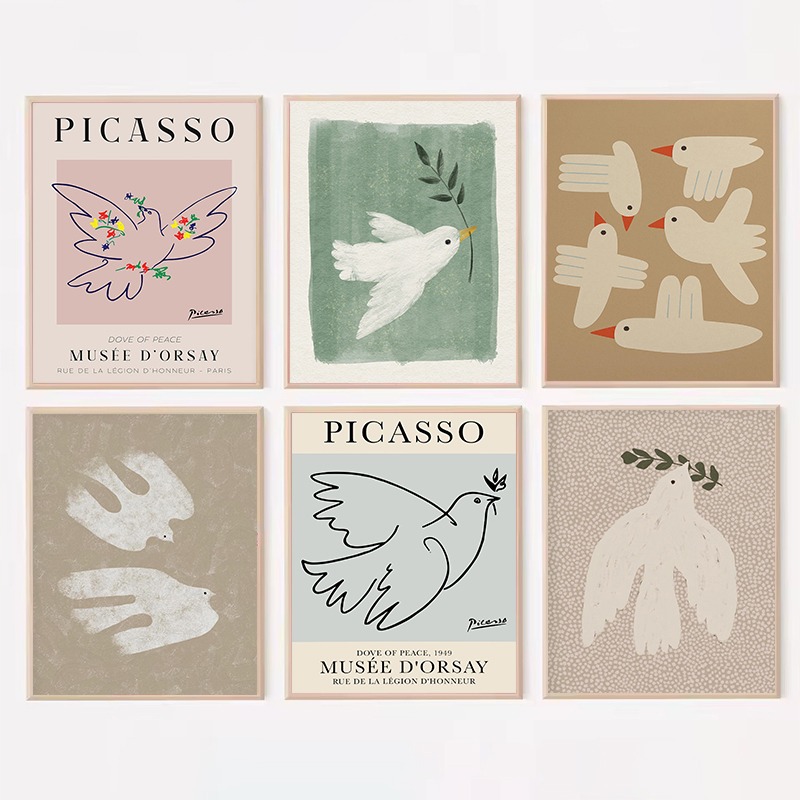 Interior Design Drawing - Minimalist Picasso Dove Peace Symbol and