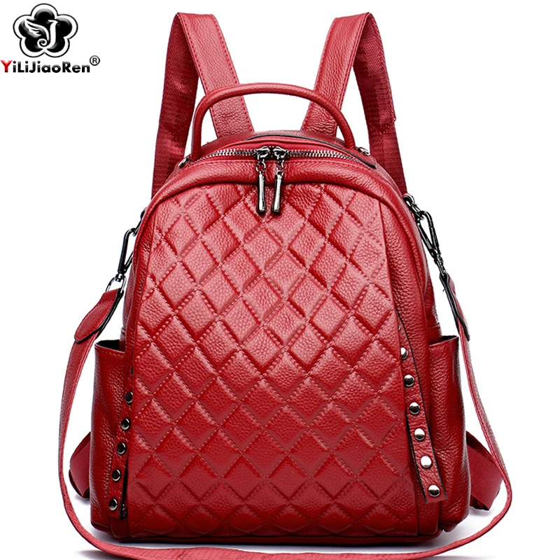 Interior Design Women - Genuine Leather Rucksack Women Shoulder Bag