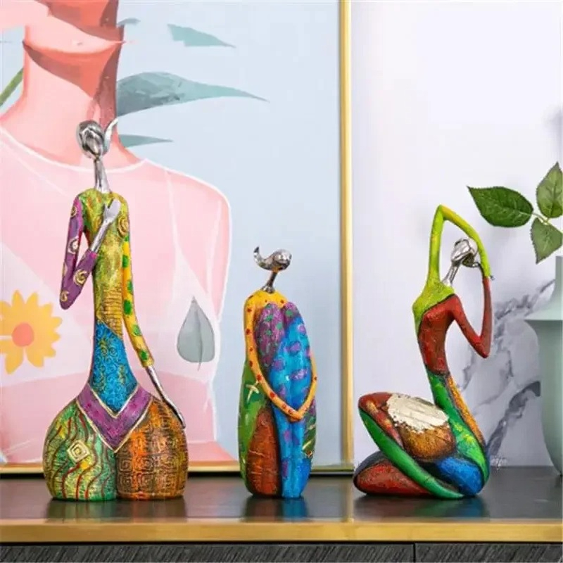 Interior Design Drawing - Painting Woman Resin Statue Figurines For