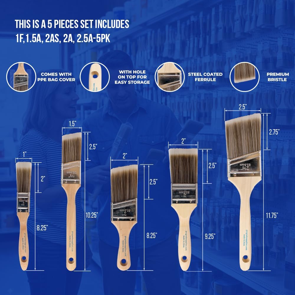 5-Piece Paint Brush Set, Flat  - Interior Design Drawing ulasan dan harga