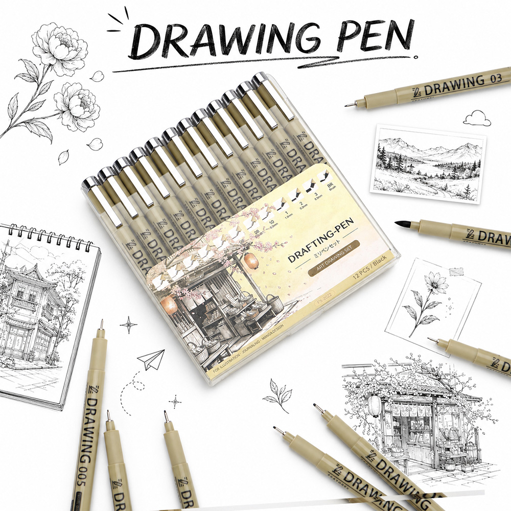 12 Size Fine Line Micron Pens  - Interior Design Drawing ulasan dan harga