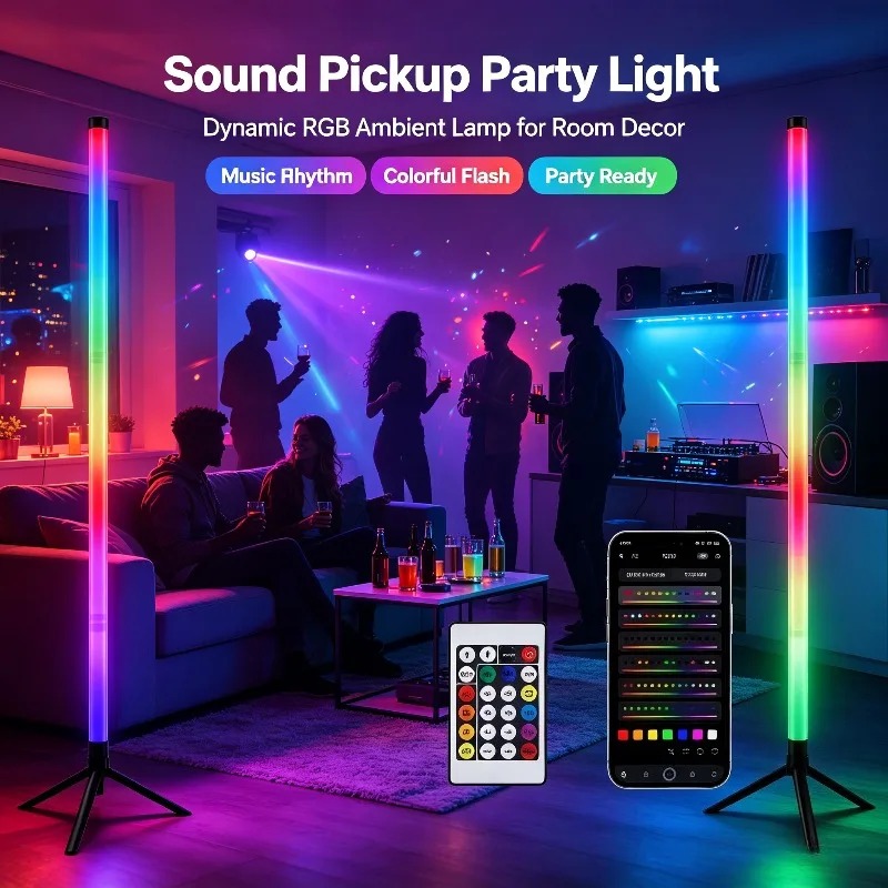 2PCS 120CM RGB Floor Lamp, Sou - Interior Design Room ulasan dan harga